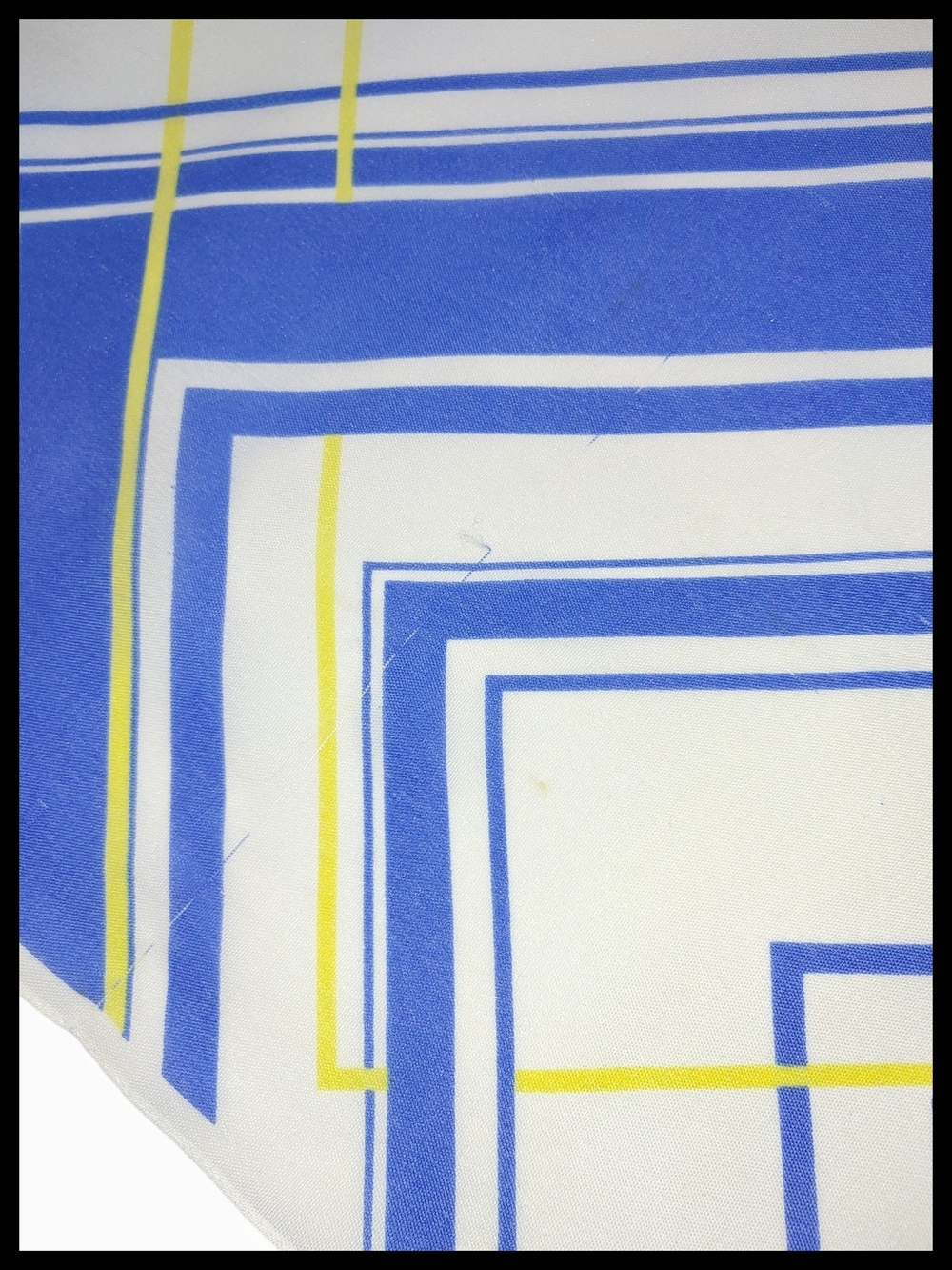 Vintage Blue, Yellow, & White Geometric Scarf - Picture 4 of 4